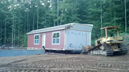 New modular home set on its prepared foundation